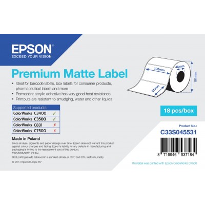 Etichette Epson C33S045531 S045531 102mm x 51mm 650 etichette