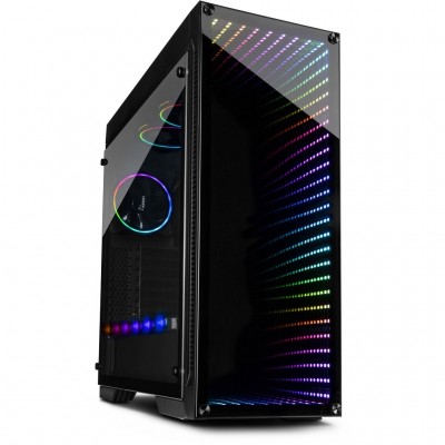 Case Inter-Tech X-908 Infini2 Infinity-Mirror Nero Vetro Temperato Midi Tower E-ATX