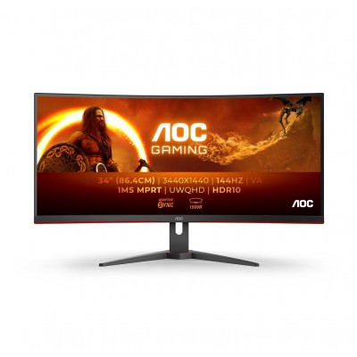 Monitor AOC CU34G2XE BK 34'' UWQHD VA Nero Opaco Rosso