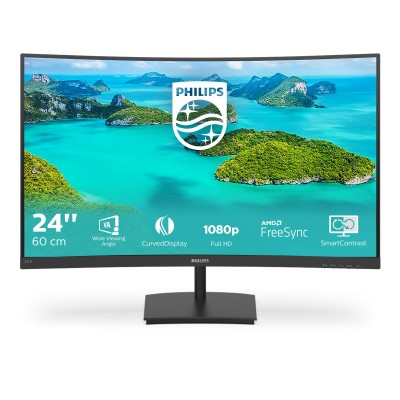 Monitor Philips 241E1SCA 00 24'' FullHD VA 75 Hz AMD Free-Sync Nero