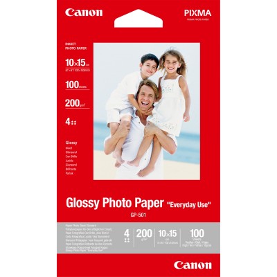 ORIGINAL Canon Carta Bianco 0775B003 GP-501 carta fotografica, 10 x 15 cm, 210 g m², 100 pagine, glossy