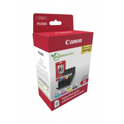 Value PackValue Pack Canon nero   ciano   magenta   giallo CLI-551 XL + 10x15 cm Fotopapier