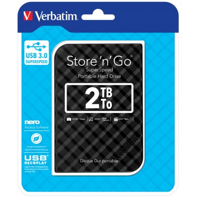 HDD Esterno Verbatim Disco Store 'n' Go USB 3.0 2 TB Nero