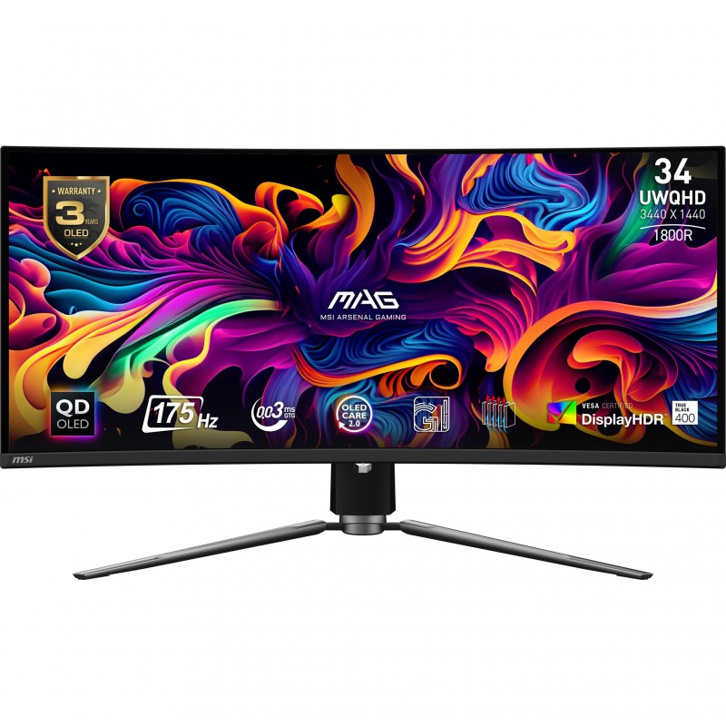 Monitor Msi MAG 341CQPDE 34'' UWQHD QD-OLED Curvo Adaptive-Sync HDR Nero