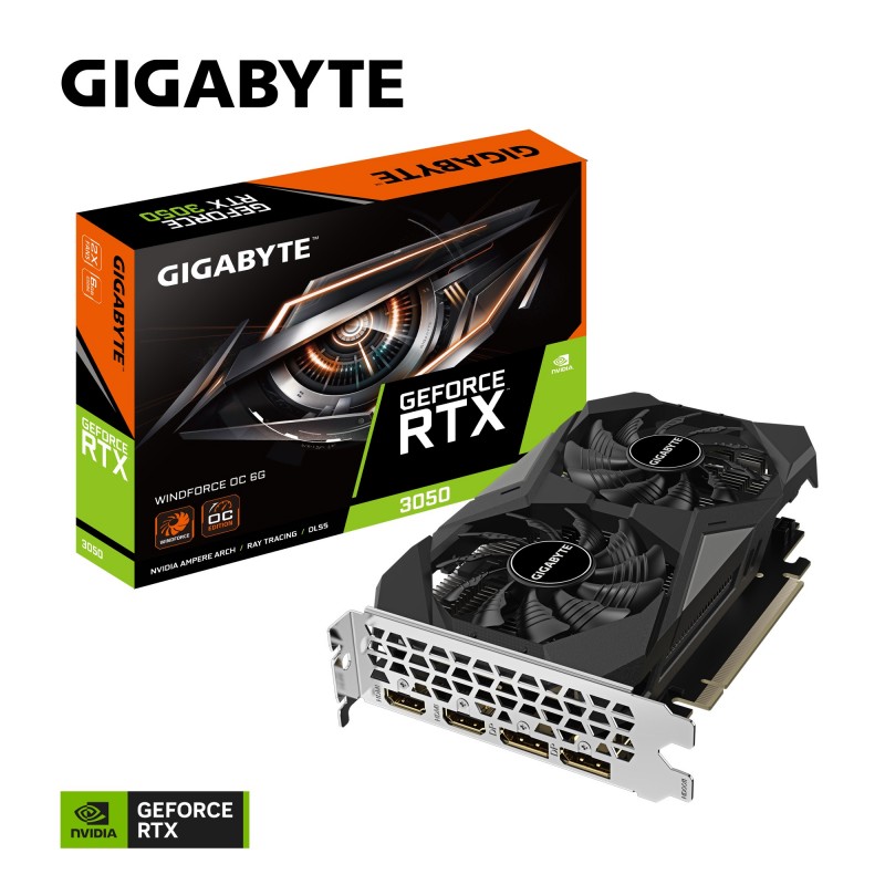 Scheda Video Gigabyte GeForce RTX 3050 WINDFORCE OC NVIDIA 6 GB GDDR6