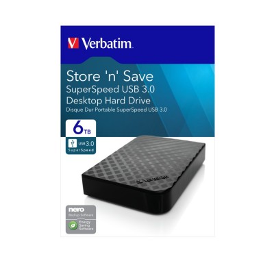 HARD DISK ESTERNO VERBATIM 6TB STORE N SAVE 3.5 GEN 2 USB 3.0