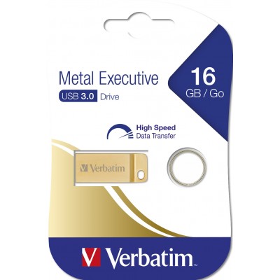 USB VERBATIM 16GB DRIVE 3.0 METAL EXECUTIVE GOLD