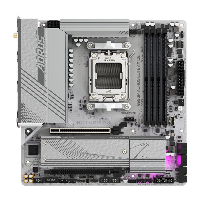 SCHEDA MADRE Gigabyte B650M Aorus Elite AX ICE Socket AM5 DDR5 Micro Atx Bianco