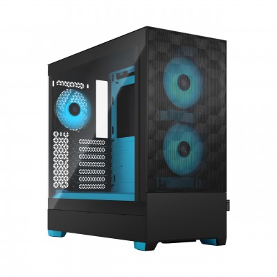 Case Fractal Design Pop Air RGB Cyan Core TG Clear Tint Midi Tower Nero Azzurro