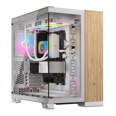 Corsair CC-9011284-WW computer case Midi Tower Bamboo, Bianco