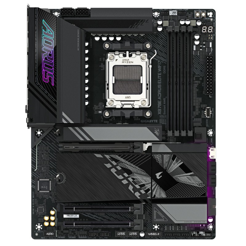 GIGABYTE X870E AORUS ELITE WIFI7 Scheda Madre - Supporta CPU AMD Ryzen 9000, 16+2+2 fasi VRM digitali, fino a 8000Hz DDR5 (OC),