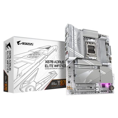 GIGABYTE X870 AORUS ELITE WIFI7 ICE Scheda Madre - Supporta CPU AMD Ryzen 9000, 16+2+2 fasi VRM digitale, fino a 8000MHz DDR5