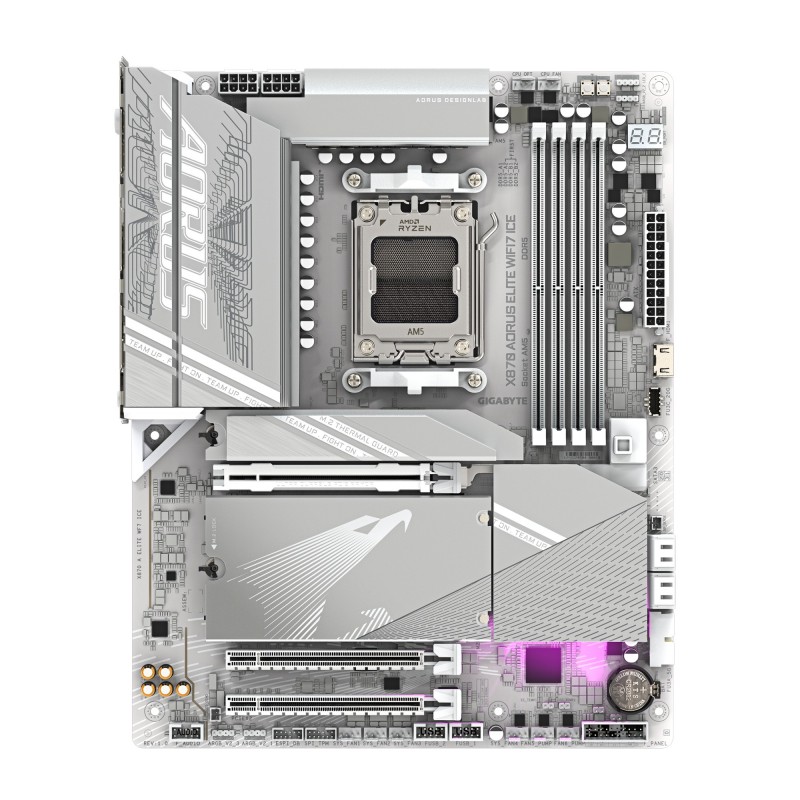 GIGABYTE X870 AORUS ELITE WIFI7 ICE Scheda Madre - Supporta CPU AMD Ryzen 9000, 16+2+2 fasi VRM digitale, fino a 8000MHz DDR5