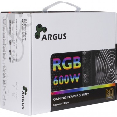 Inter-Tech Argus RGB-600W II alimentatore per computer 20+4 pin ATX ATX Nero