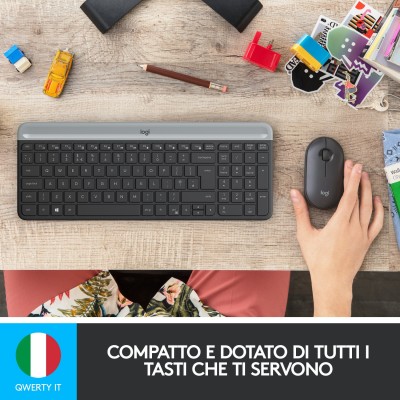 Kit Mouse e Tastiera Wireless Logitech MK470 Layout Italiano QWERTY ‎Grigio