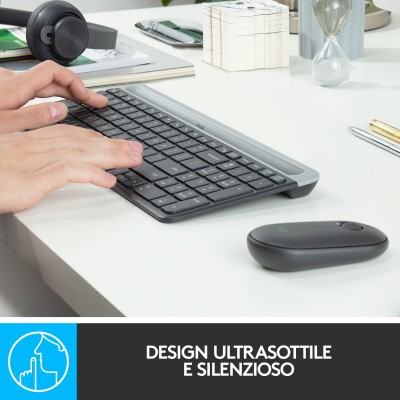 Kit Mouse e Tastiera Wireless Logitech MK470 Layout Italiano QWERTY ‎Grigio