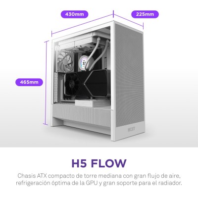 Case NZXT H5 Flow (2024) Midi Tower Vetro Temperato Banco