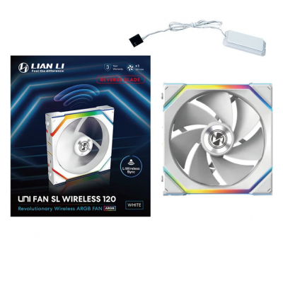 Ventola Lian Li UNI FAN SL Ventola Wireless ARGB PWM Lama Inversa 120mm Bianco