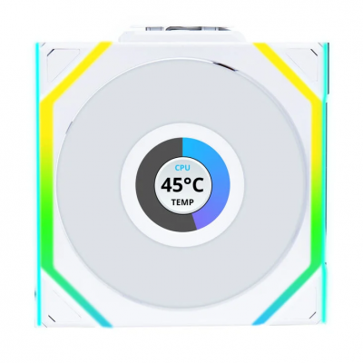 Ventola Lian Li UNI FAN SL Ventola LCD Wireless ARGB PWM Lama Inversa 120mm Bianco