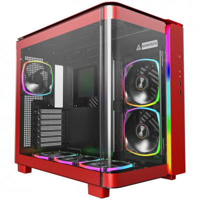 Case Montech KING 95 PRO Midi-Tower Vetro Temperato ARGB Rosso