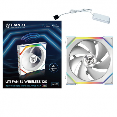 Ventola Lian Li UNI FAN SL Wireless ARGB PWM 120mm Bianco