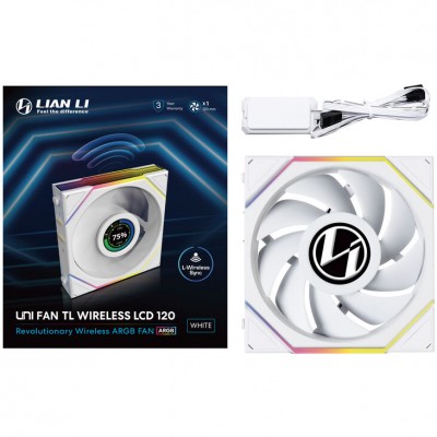 Ventole Lian Li UNI FAN TL Wireless LCD 120mm ARGB PWM Bianco