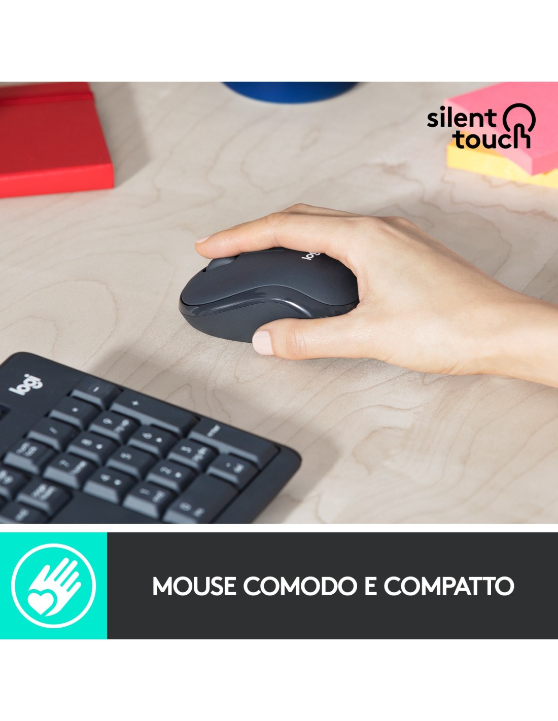 Logitech MK295 Kit Mouse e Tastiera Wireless – Tecnologia SilentTouch,  Tastierino Numerico, Tasti Scelta Rapida, Tracciamento Ottico Avanzato,  Ricevitore USB Nano, Senza Lag, Meno 90% di Rumore
