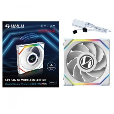 Ventola Lian Li UNI FAN SL Ventola LCD Wireless ARGB PWM Lama Inversa 120mm Bianco