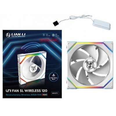 Ventola Lian Li UNI FAN SL Ventola Wireless ARGB PWM Lama Inversa 120mm Bianco