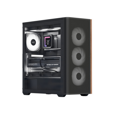 Case Aerocool D501A-G-BK-v2 Midi Tower Nero/Legno