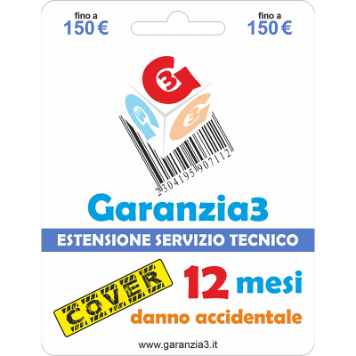 Garanzia 3 Cover 150 - Protezione Danno Accidentale 12 Mesi - Fino a 150 €