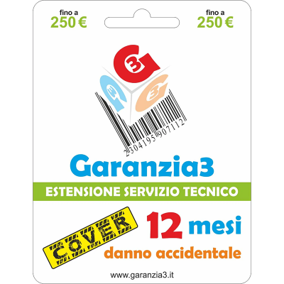 Garanzia 3 Cover 250 - Protezione Danno Accidentale 12 Mesi - Fino a 250 €