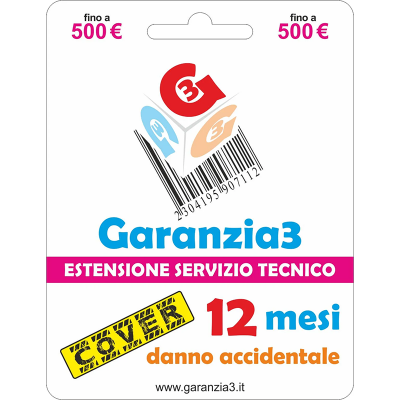 Garanzia 3 Cover 500 - Protezione Danno Accidentale 12 Mesi - Fino a 500 €