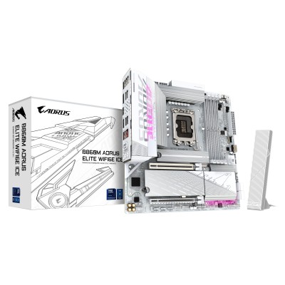 Scheda Madre GIGABYTE B860M Aorus Elite WiFi6E ICE LGA1851Micro-ATX DDR5 Bianco