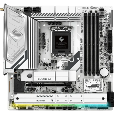 Scheda Madre ASROCK B860M Steel Legend WIFI LGA 1851 DDR5 Micro ATX Bianco