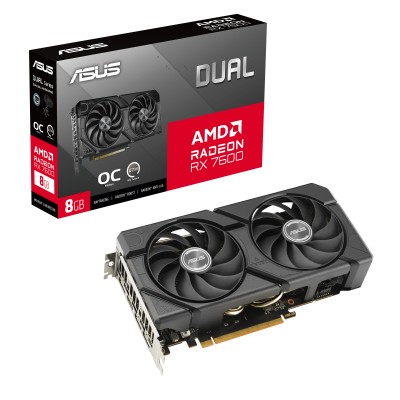 Scheda Video Asus Radeon RX 7600 Dual EVO OC 8GB GDDR6 Nero