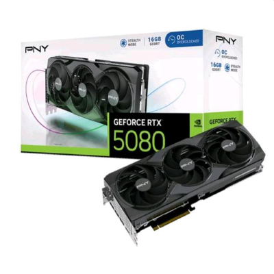 Scheda Video PNY GeForce RTX 5080 Overclocked Triple Fan GPU NVIDIA 16 GB GDDR7