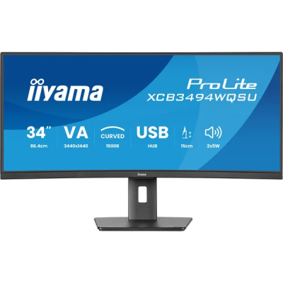 Monitor iiyama ProLite XCB3494WQSU-B1 34" Curvo Full HD LED AMD FreeSync PremiumNero Monitor iiyama ProLite XCB3494WQSU-B1 34" Curvo Full HD LED AMD FreeSync PremiumNero