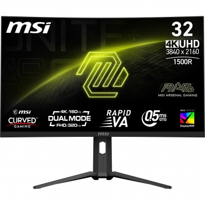Monitor MSI MAG 321CUPDFDE 32" Nero UltraHD 4K Rapid-VA Curvo Dual-Mode 160 320 Hz USB-C 320Hz