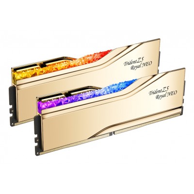 DIMM 48 GB DDR5-6000 (gold, F5-6000J2836F24GX2-TR5NG, Trident Z5 Royal Neo, AMD EXPO) DIMM 48 GB DDR5-6000 (gold, F5-6000J2836F24GX2-TR5NG, Trident Z5 Royal Neo, AMD EXPO)