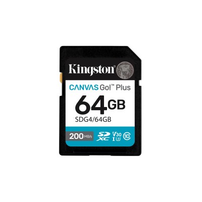 SDXC Canvas Go Plus Kingston Technology 64GB Gen4 200MB s C10 UHS-I U3 V30