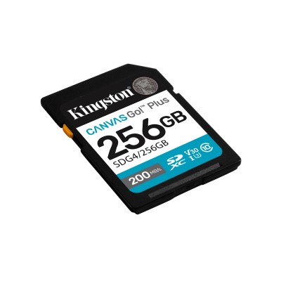 SDXC Canvas Go Plus Kingston Technology 256GB Gen4 200MB s C10 UHS-I U3 V30