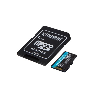Scheda microSDXC Canvas Go Plus Kingston Technology Gen4 200MB s A2 U3 V30 da 256 GB + adattatore
