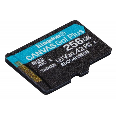 Scheda microSDXC Canvas Go Plus Kingston Technology Gen4 200MB s A2 U3 V30 da 256 GB + adattatore
