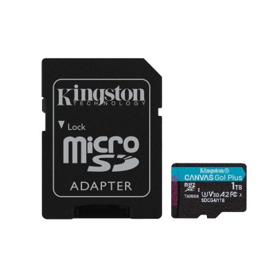Scheda microSDXC Canvas Go Plus Kingston Technology Gen4 200MB s A2 U3 V30 da 1 TB + adattatore Scheda microSDXC Canvas Go Plus Kingston Technology Gen4 200MB s A2 U3 V30 da 1 TB + adattatore