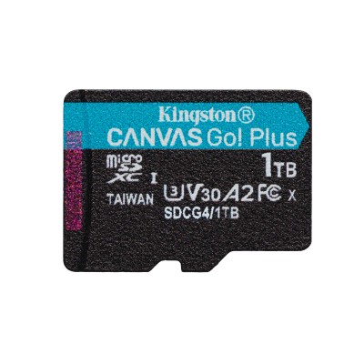 Scheda microSDXC Canvas Go Plus Kingston Technology Gen4 200MB s A2 U3 V30 da 1 TB + adattatore Scheda microSDXC Canvas Go Plus Kingston Technology Gen4 200MB s A2 U3 V30 da 1 TB + adattatore