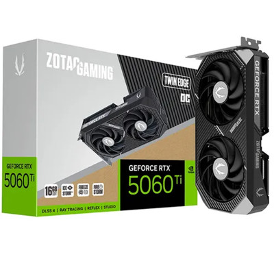Scheda Video ZOTAC NvidiaGeForce RTX 5060 TI 16GB Twin Edge OC GDDR7 Nero Scheda Video ZOTAC NvidiaGeForce RTX 5060 TI 16GB Twin Edge OC GDDR7 Nero