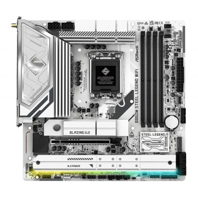 Scheda Madre ASROCK B860M Steel Legend WIFI LGA 1851 DDR5 Micro ATX Bianco Scheda Madre ASROCK B860M Steel Legend WIFI LGA 1851 DDR5 Micro ATX Bianco