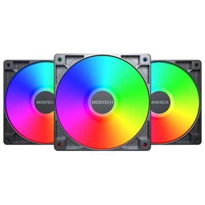Montech GF120 PWM ARGB Lüfter, 3er Pack - 120mm, schwarz Montech GF120 PWM ARGB Lüfter, 3er Pack - 120mm, schwarz