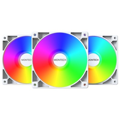 Montech GF120 PWM ARGB Lüfter, 3er Pack - 120mm, weiß Montech GF120 PWM ARGB Lüfter, 3er Pack - 120mm, weiß